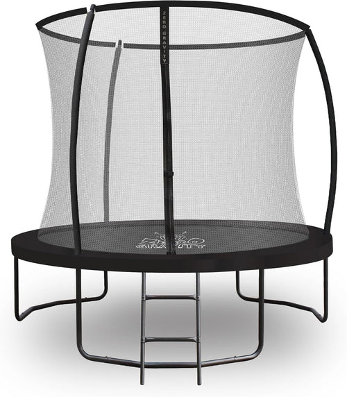 8FT Round Garden Trampoline w Safety Enclosure Ladder PVC Padding