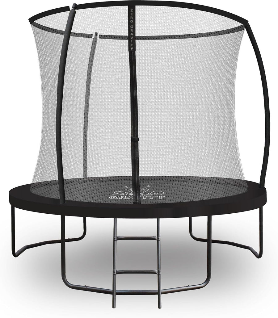 8FT Round Garden Trampoline w Safety Enclosure Ladder PVC Padding