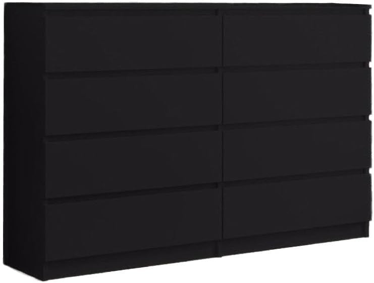 8 Drawer Large Chest Dresser Black Matt Finish Bedroom Storage Cabinet