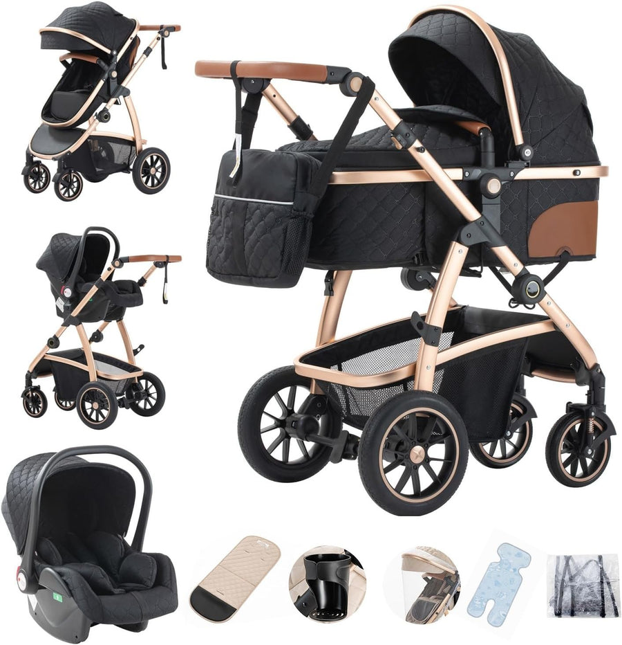 3 in 1 Baby Stroller Travel Pram Adjustable Handle Newborn to 4 Years
