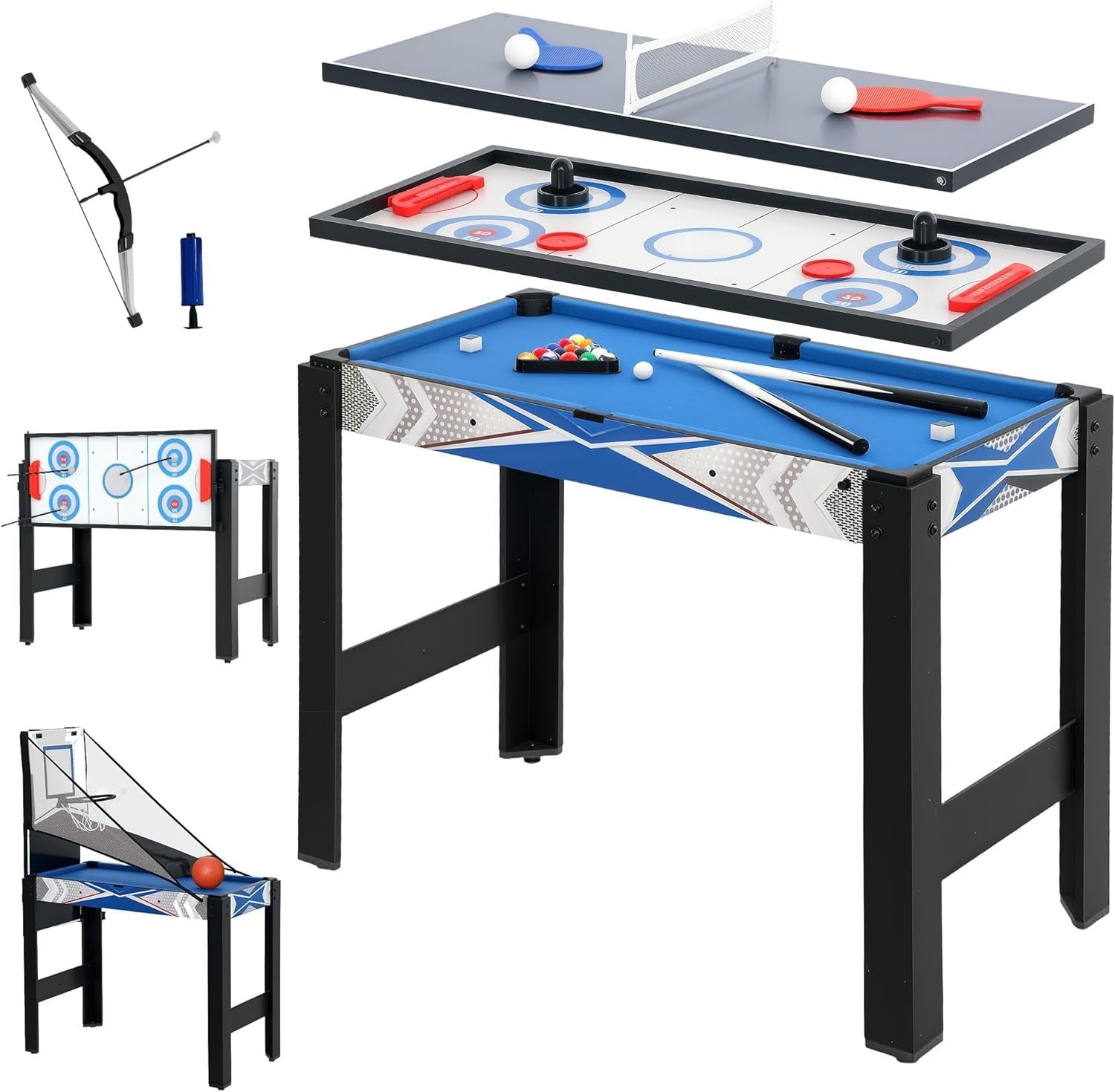 5 in 1 Multi Game Table Kids Pool Hockey Ping Pong Basketball