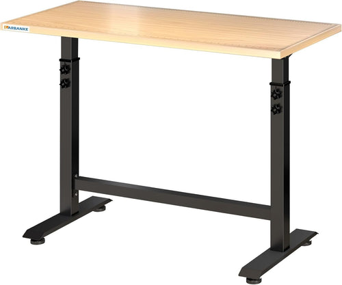 Adjustable Heavy Duty Workbench 800lb Rubberwood Top Wheels Scale Markings