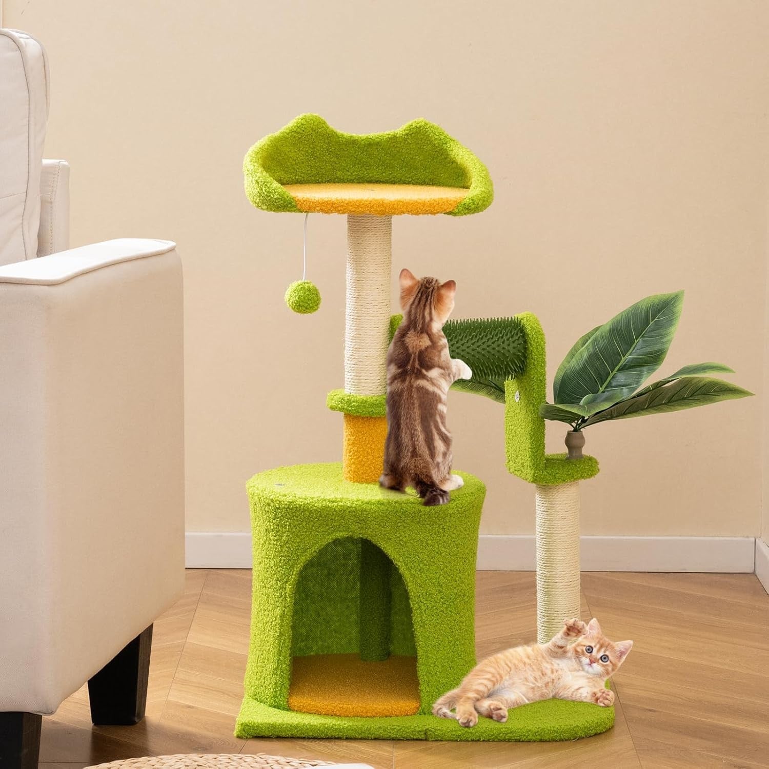 Cat Tree Tower with Condo Scratching Posts Self Groomer Kitten Activity