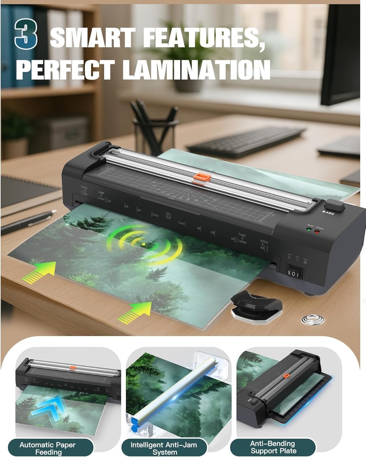 A3 Laminator 10-in-1 Auto Feed Hot Cold Anti Jam Trimmer + 20 Sheets