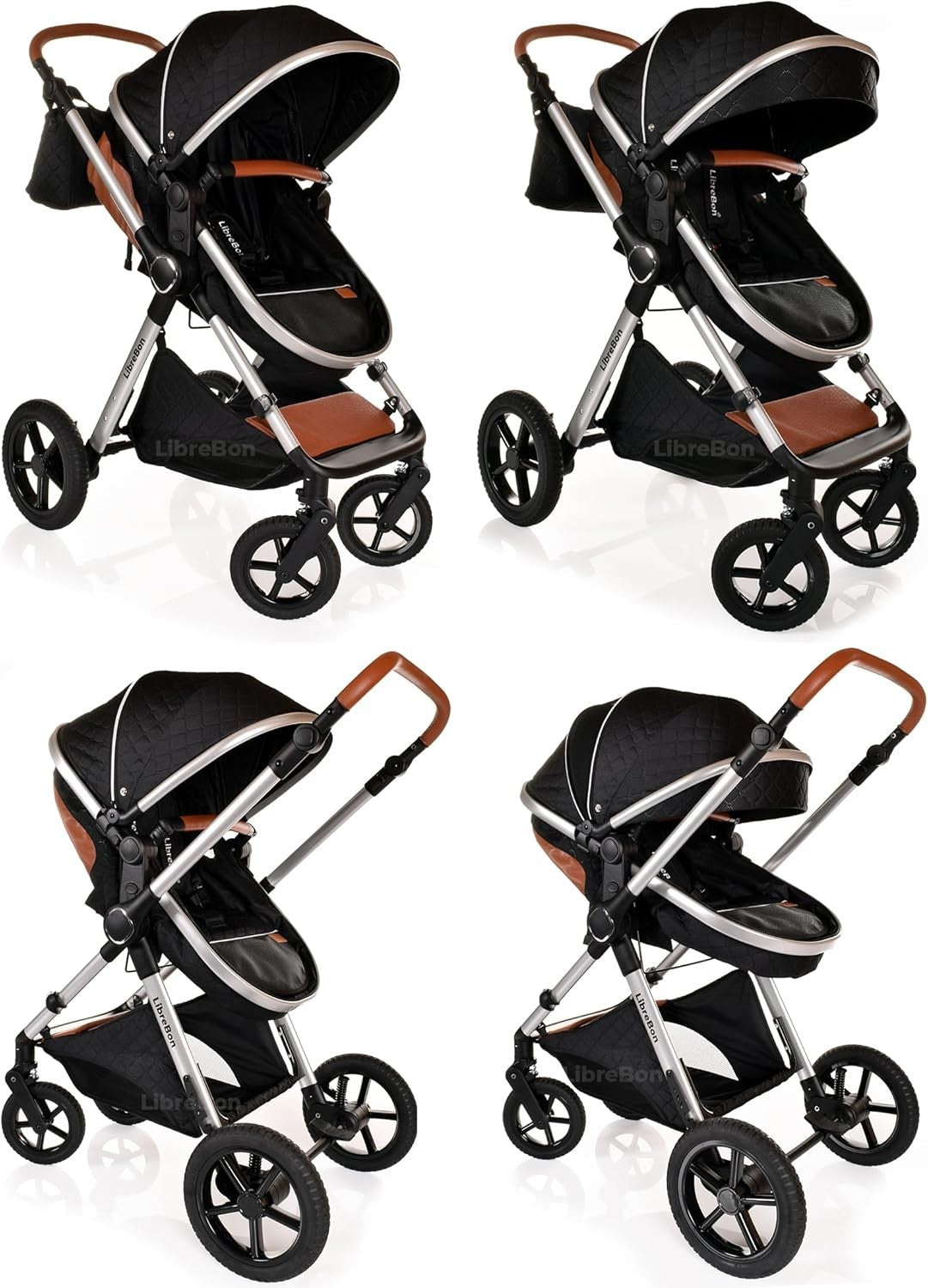Baby Pram 3in1 Lightweight Pushchair Folding Buggy from Birth to 36m