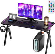 A-Frame Gaming Desk 140cm with RGB LED Lights & Steel Frame Black