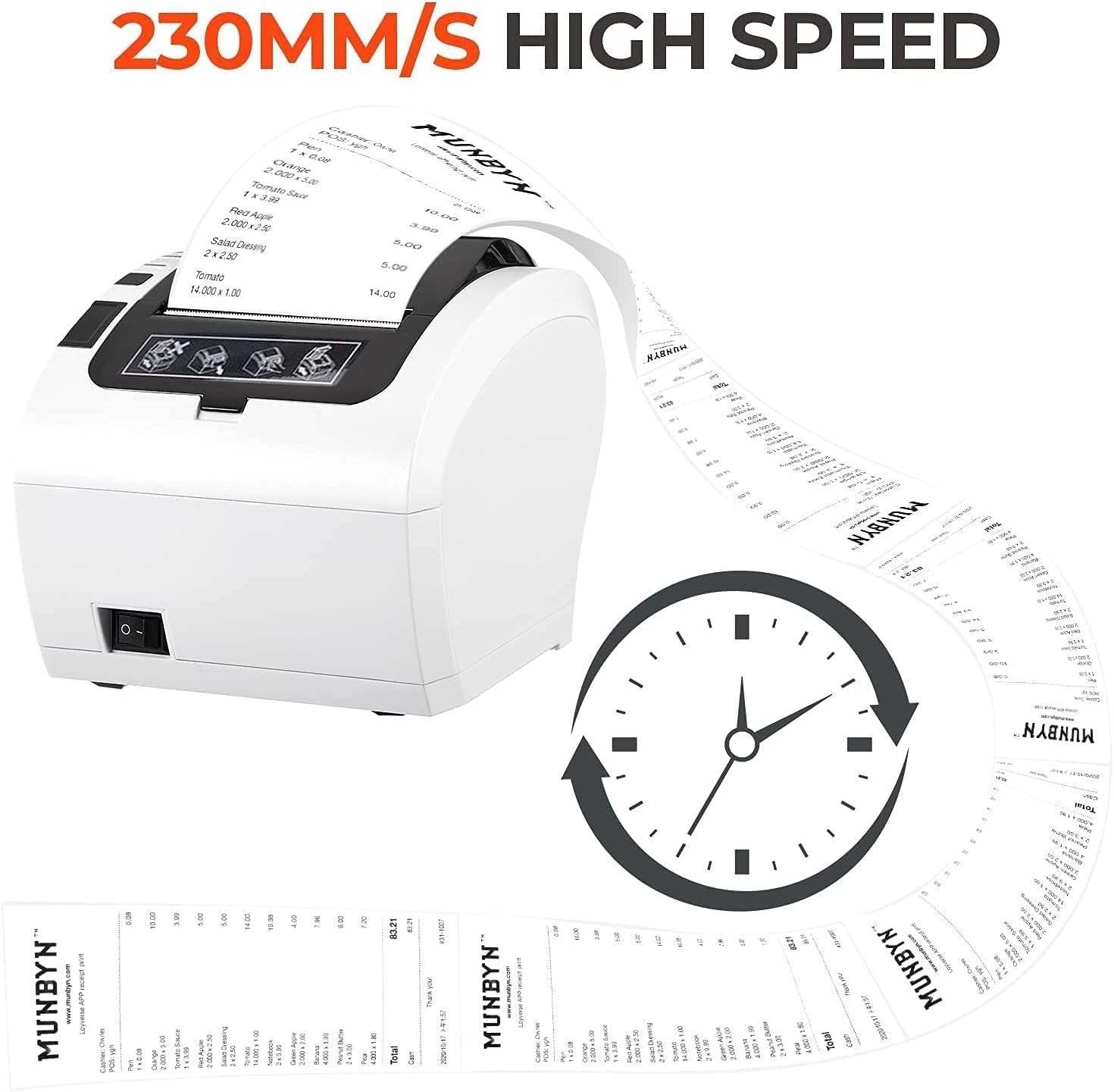 White 80mm Thermal Receipt Printer USB LAN Auto Cutter POS Energy Star
