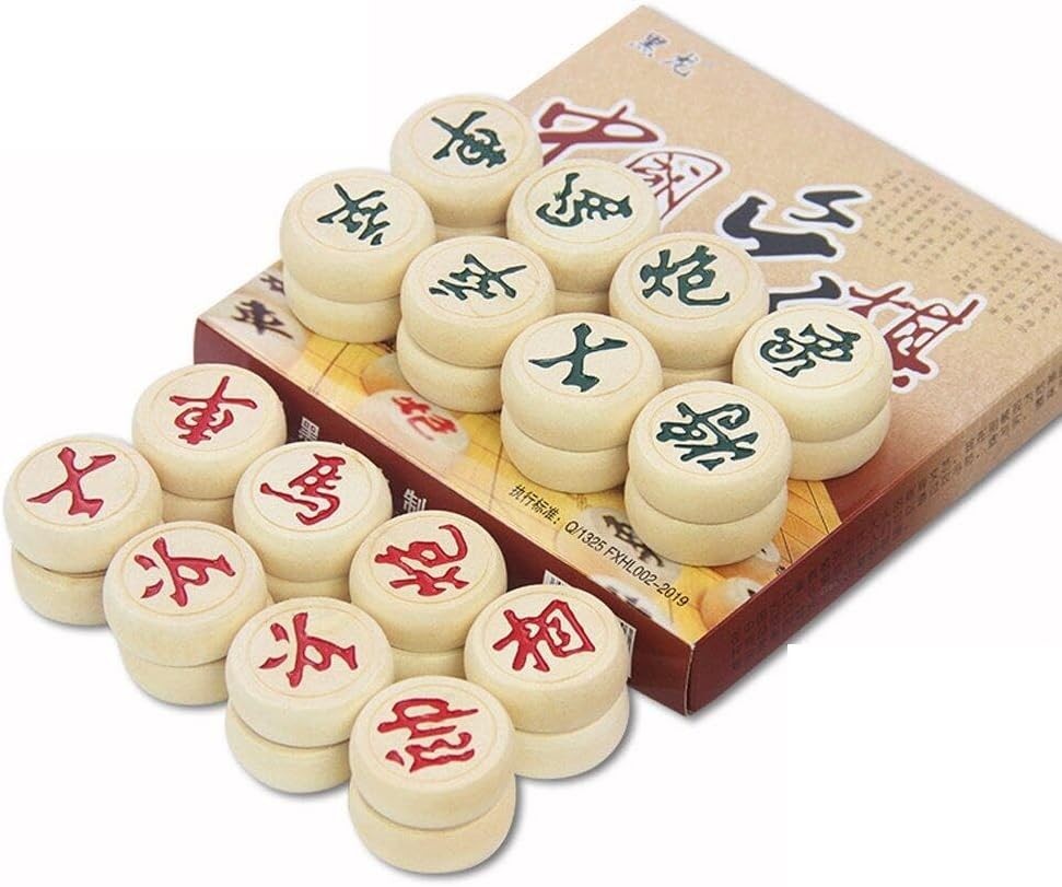 Wooden Xiangqi Travel Chess Set with Leather Board – 2 Player Strategy Game
