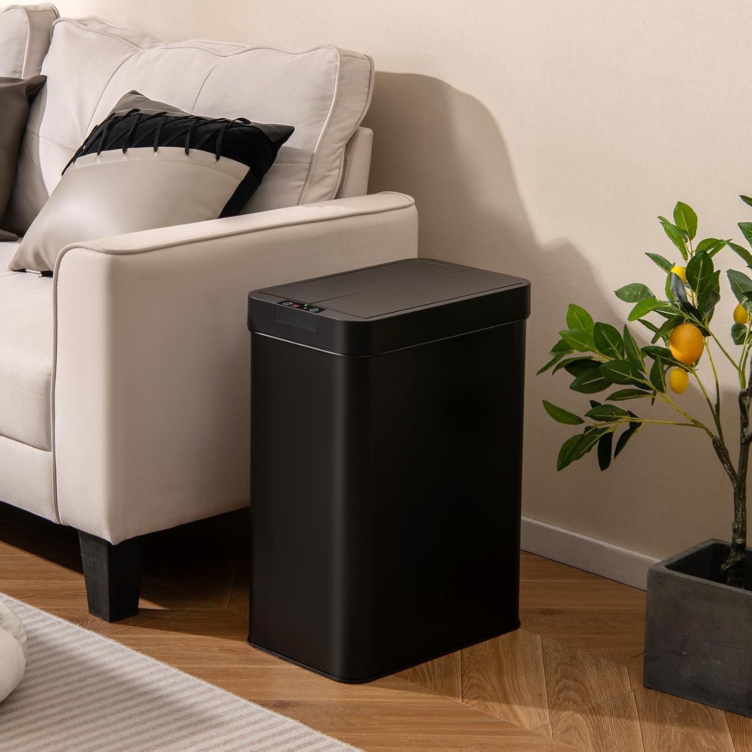 50L Sensor Kitchen Bin Touchless Stainless Steel Soft Close Black
