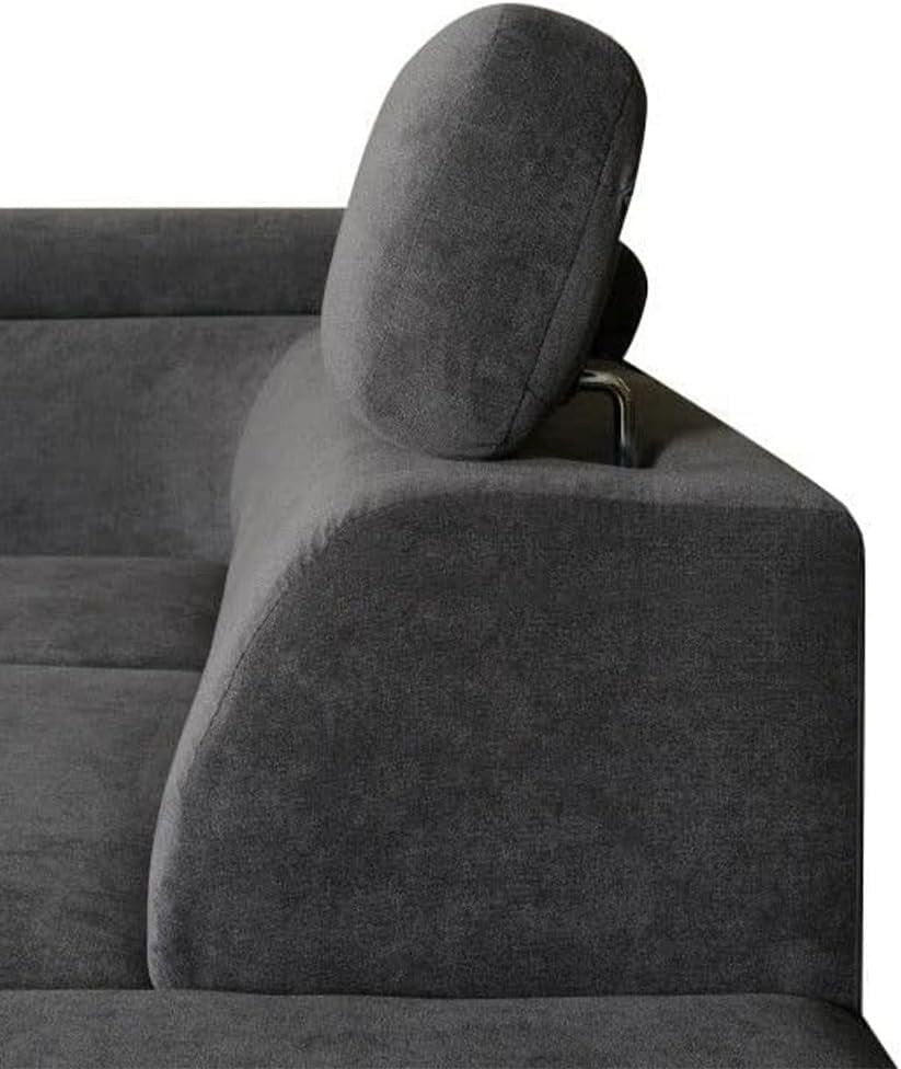 Grey L-Shaped Sofa Bed with Storage – Pull-Out Sleeper, Modern 4 Seater Couch