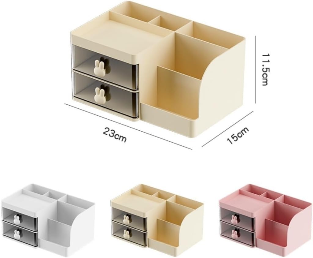 Desk Organizer 2-Drawer Desktop Storage Makeup Holder for Office & Home
