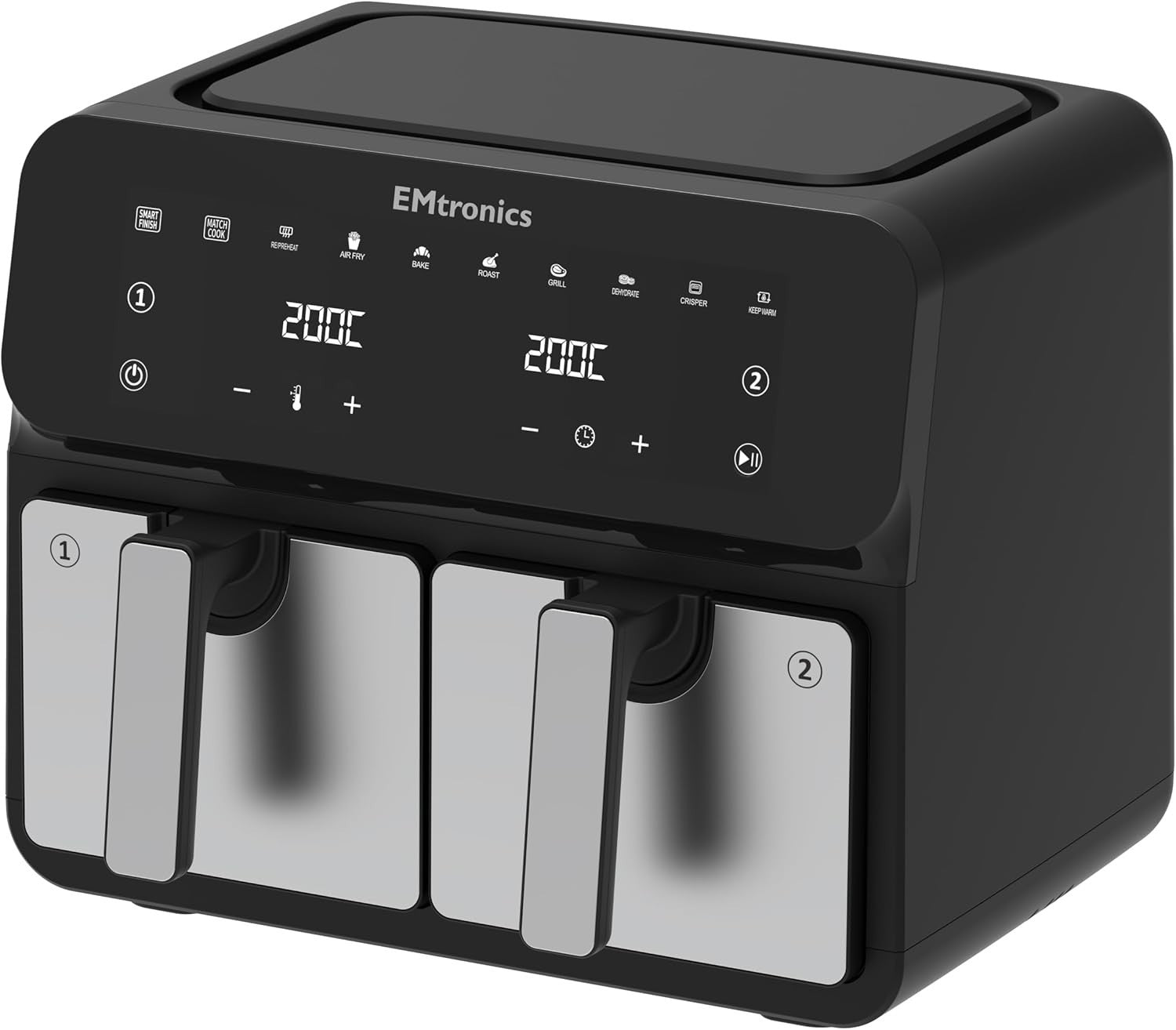 8L Dual Zone Air Fryer 2500W 8 Presets Match Cook Smart Finish 99min