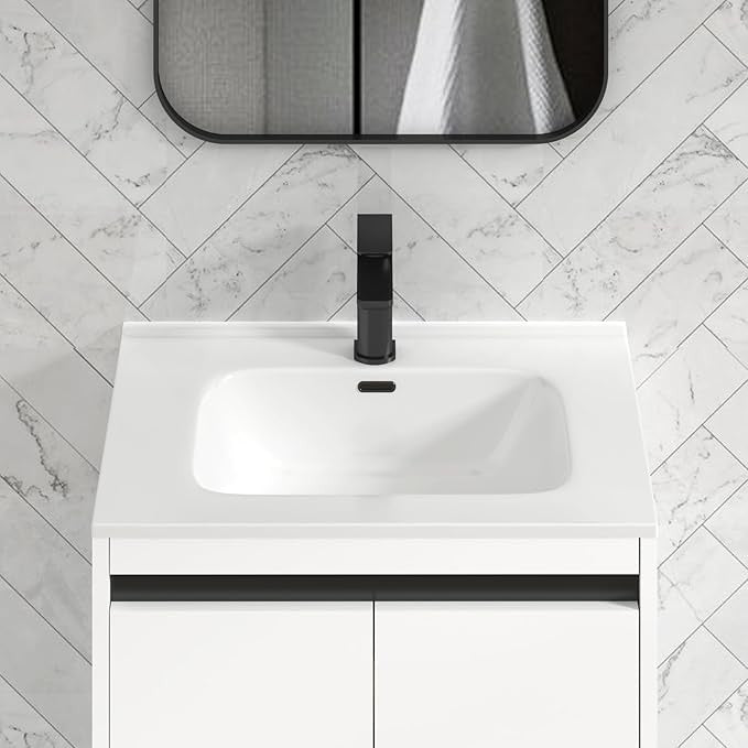 600mm Matte White Floor Standing Vanity Unit with Basin Sink 2 Door Cabinet