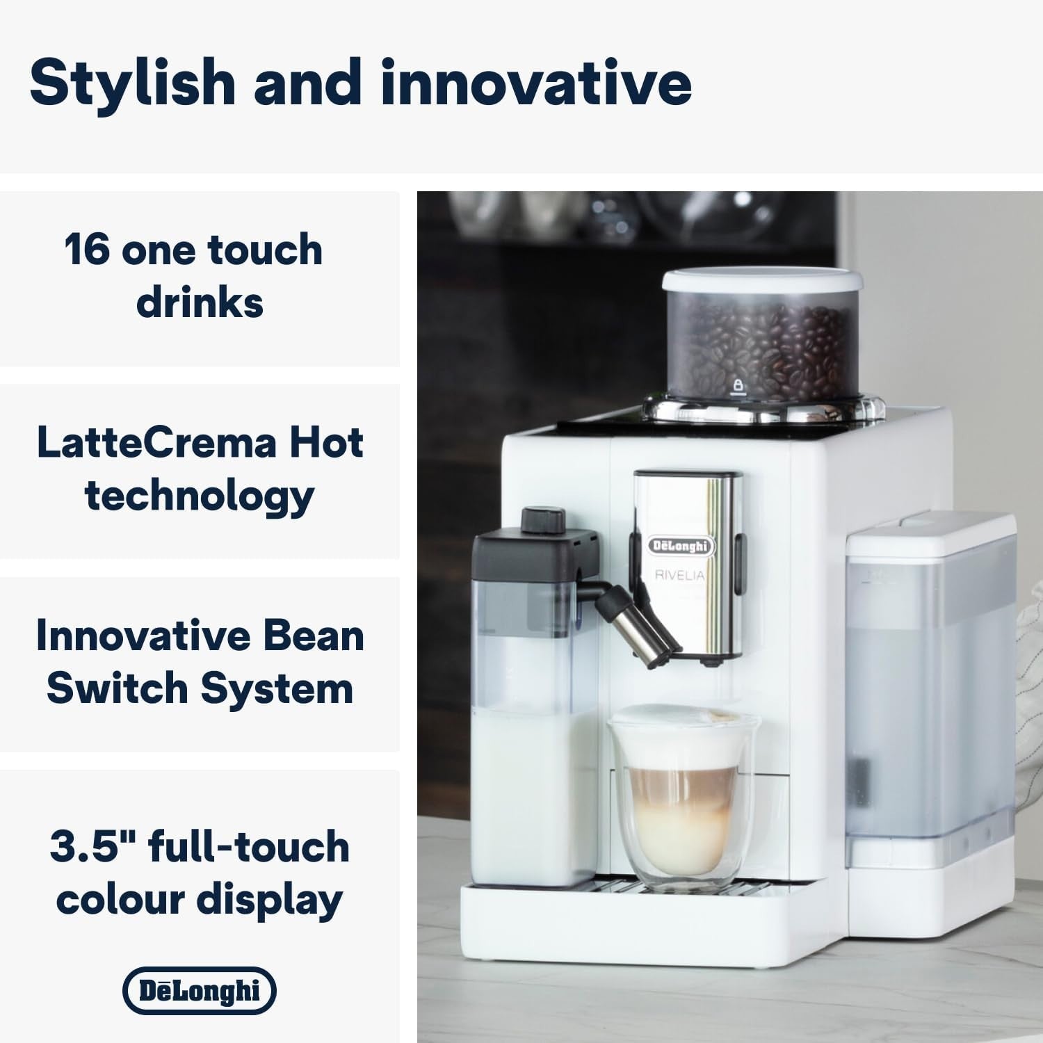 Compact Bean-to-Cup Coffee Machine | 16 Recipes | Milk Frother | Touch Display