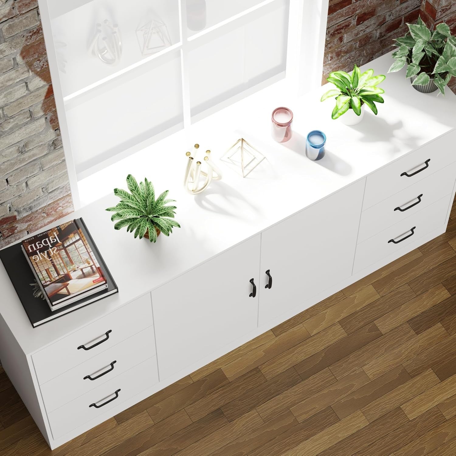 Modern Sideboard Cabinet 6 Drawers 2 Doors Storage Unit for Kitchen Hall