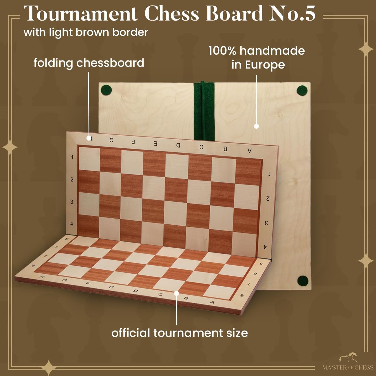 48cm Inlaid Folding Wooden Chess Board – Premium Sycamore Tournament Board