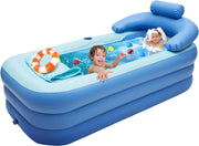 Inflatable Foldable Adult Bathtub 150x80cm Portable PVC Spa Tub with Cup Holder