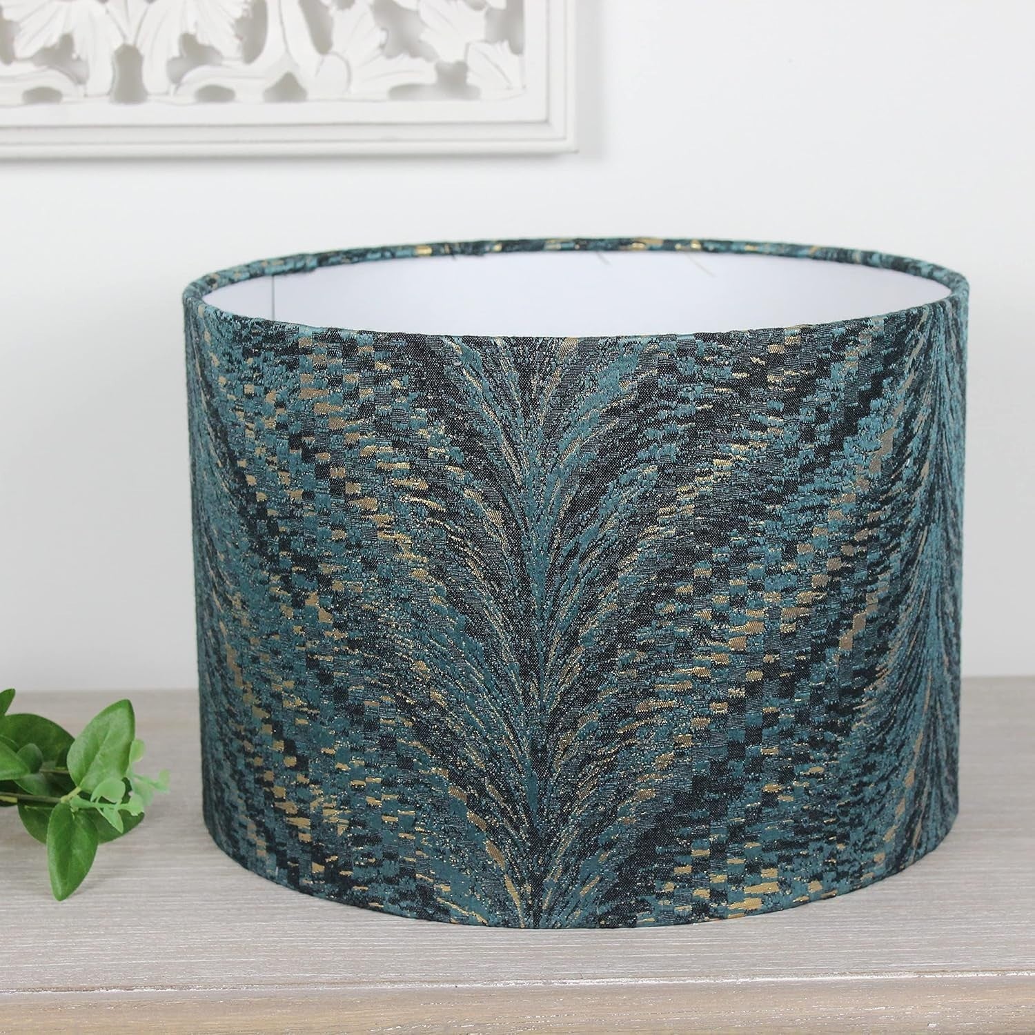 Teal Grey Gold Drum Lampshade 40cm Fire Resistant Table Floor Ceiling Shade