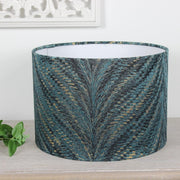 Teal Grey Gold Drum Lampshade 40cm Fire Resistant Table Floor Ceiling Shade