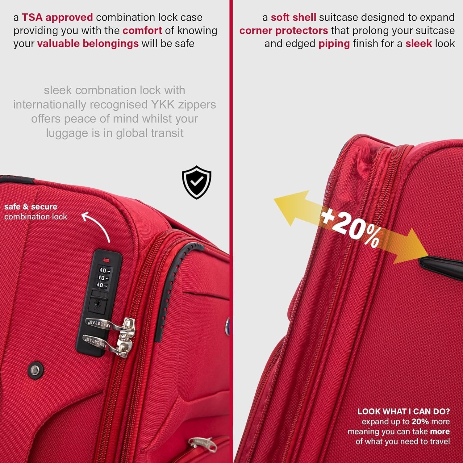 26” Medium Softshell Suitcase Expandable Lightweight 4 Wheel Check In Luggage