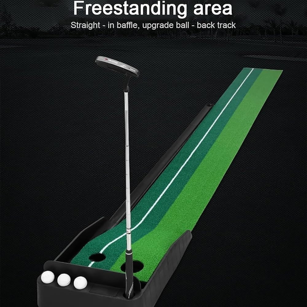 Golf Putting Mat Auto Ball Return 2 Hole Indoor Practice Trainer Home