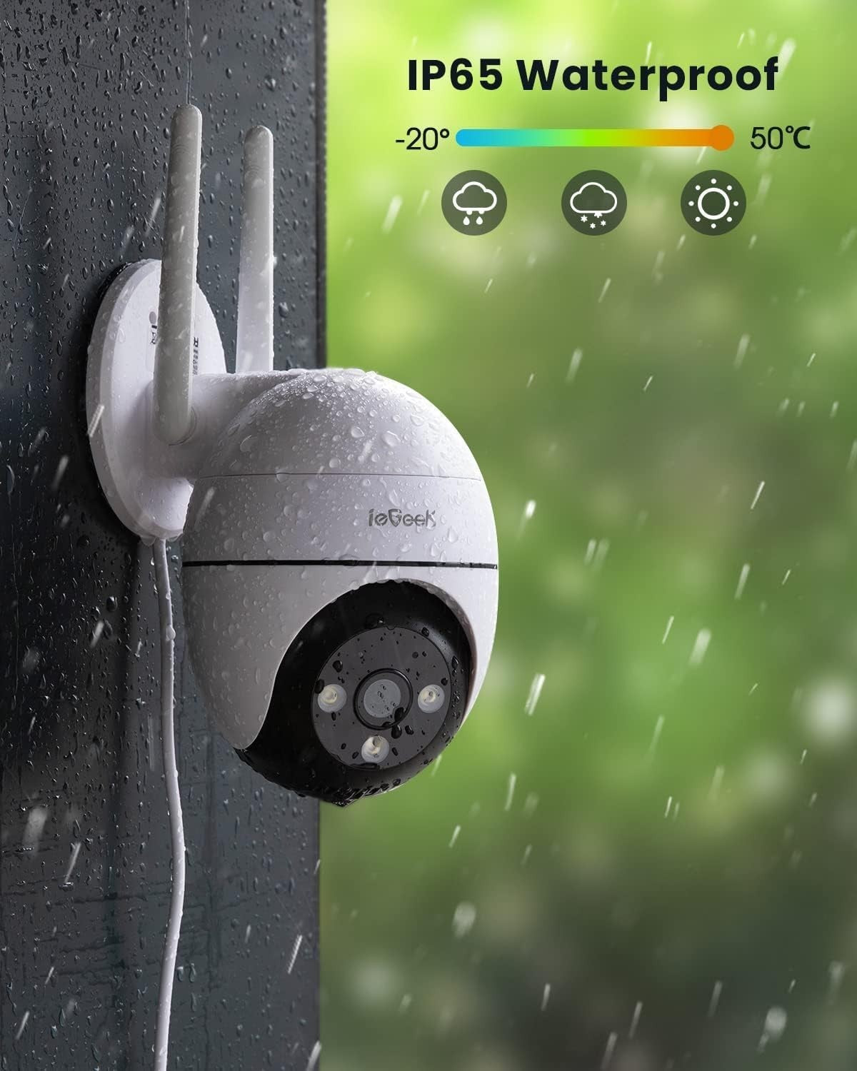 5MP PTZ Security Camera Outdoor WiFi 360° Color Night Vision Alexa