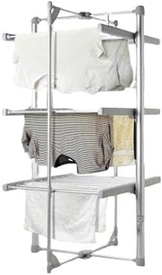 3 Tier Electric Clothes Airer Heated Folding Indoor Dryer 220W 24 Rails