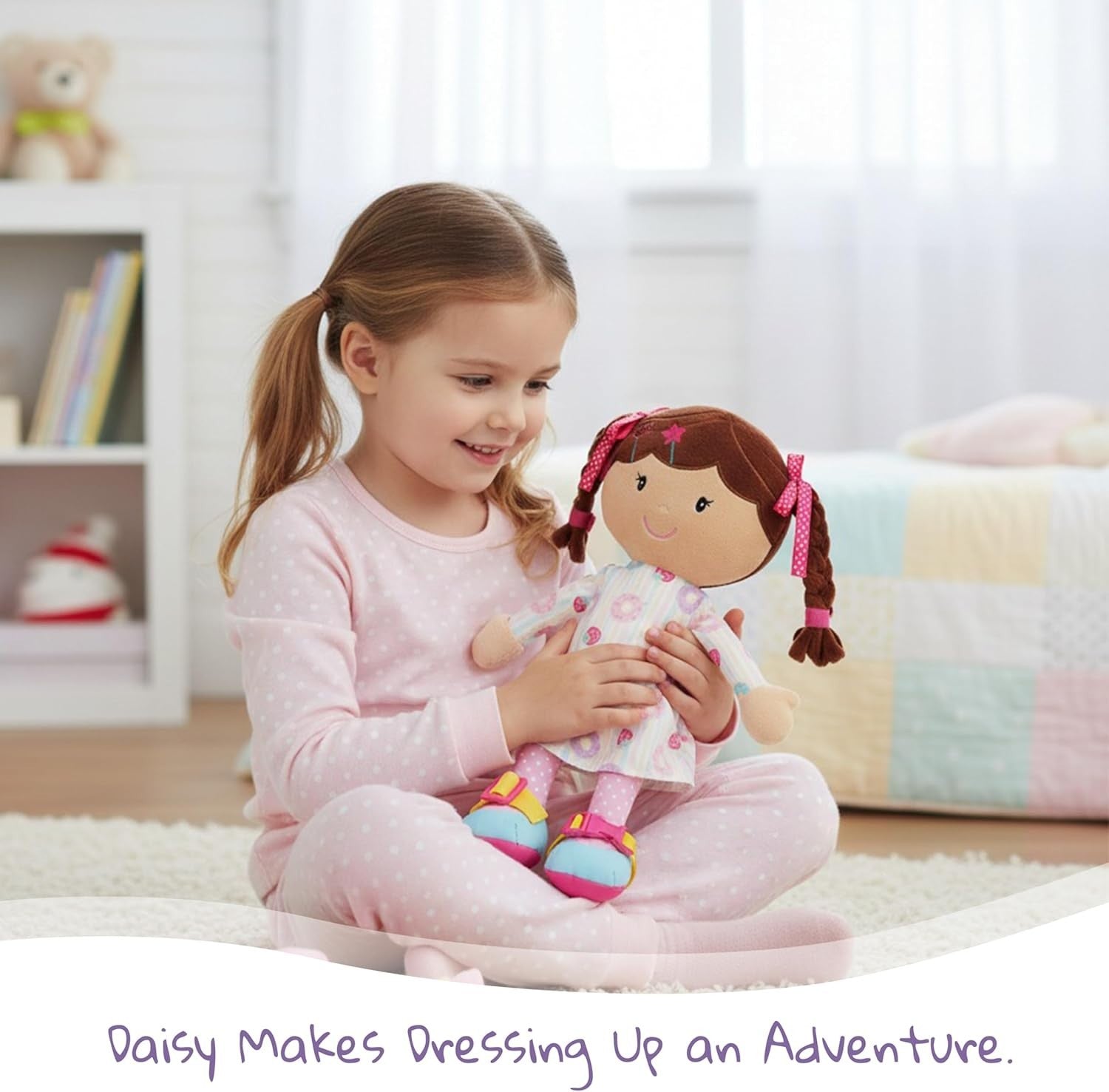Montessori Dressing Skills Plush Doll 40cm Soft Educational Toy Toddler