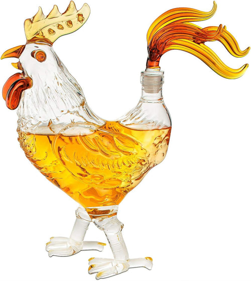 Rooster Whiskey Decanter 500ml – Unique Glass Cock Bottle for Spirits & Home Bar