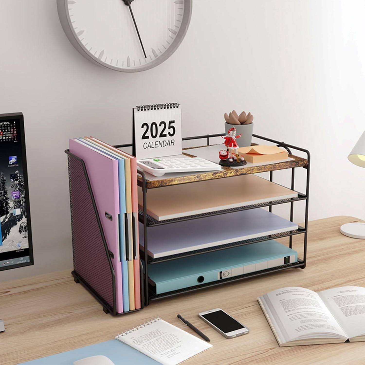 4-Tier Desk Organizer with Magazine Holder | File & Paper Storage Rack
