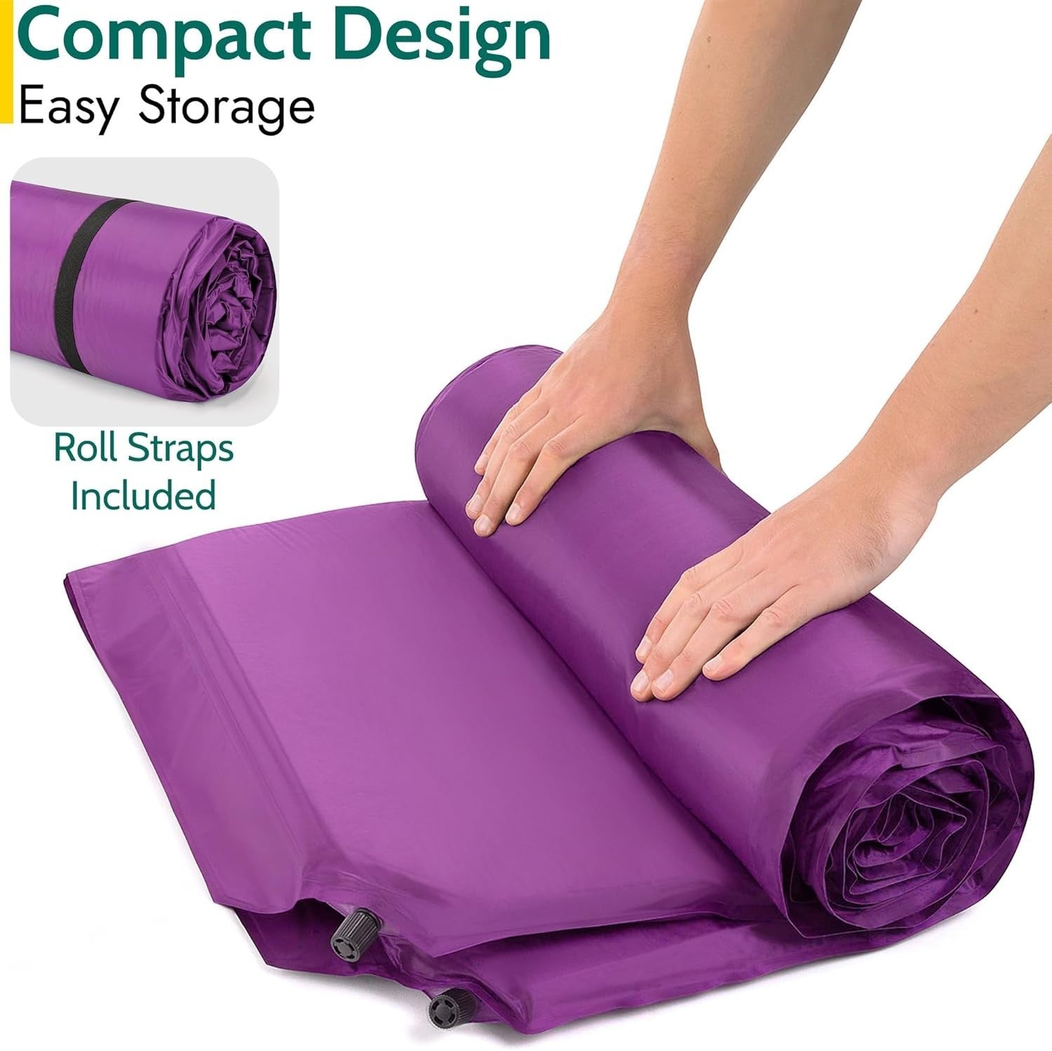 Self-Inflating Double Camping Mat Portable Inflatable Mattress Purple