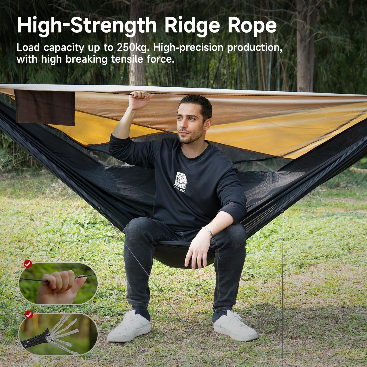 Camping Hammock with Mosquito Net & Sunshade | 290x140CM, 250KG Max Load
