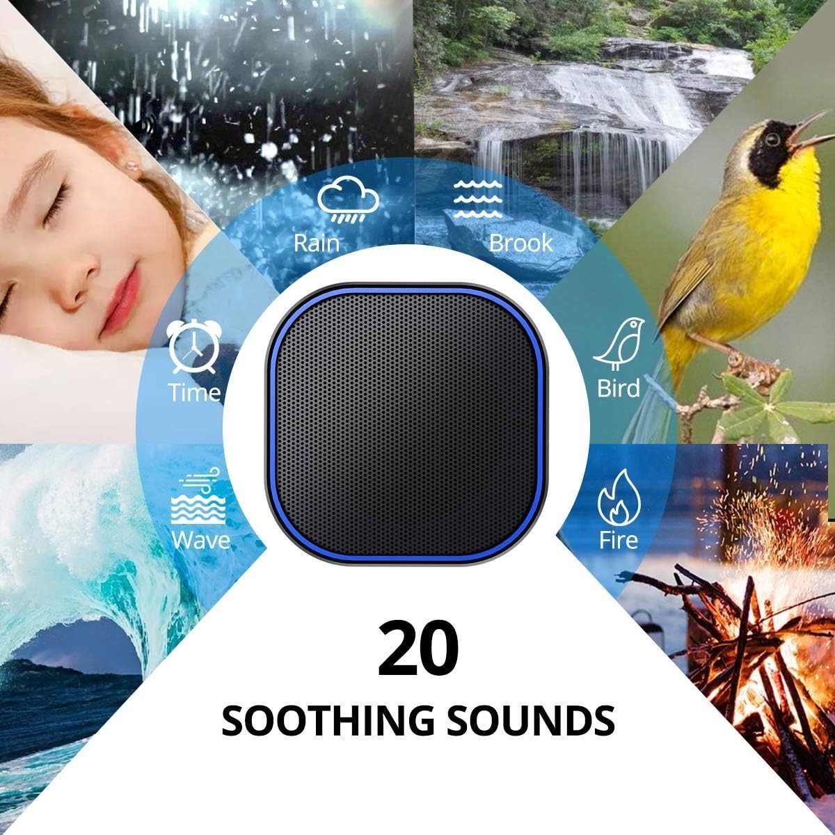 White Noise Sound Machine Non-Looping Sleep Sounds USB Timer Baby Adult