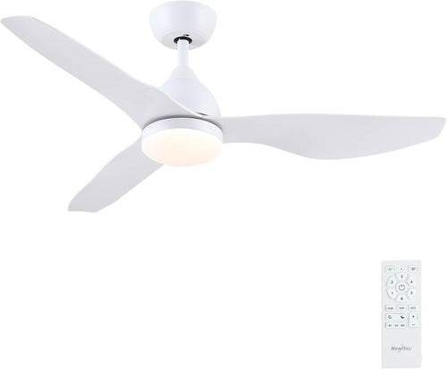 46" White Ceiling Fan with Lights, 6 Speeds, Dimmable LED, Remote Control