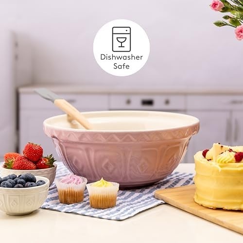 2.7L Powder Pink Mixing Bowl Earthenware Classic Kitchen Bakeware