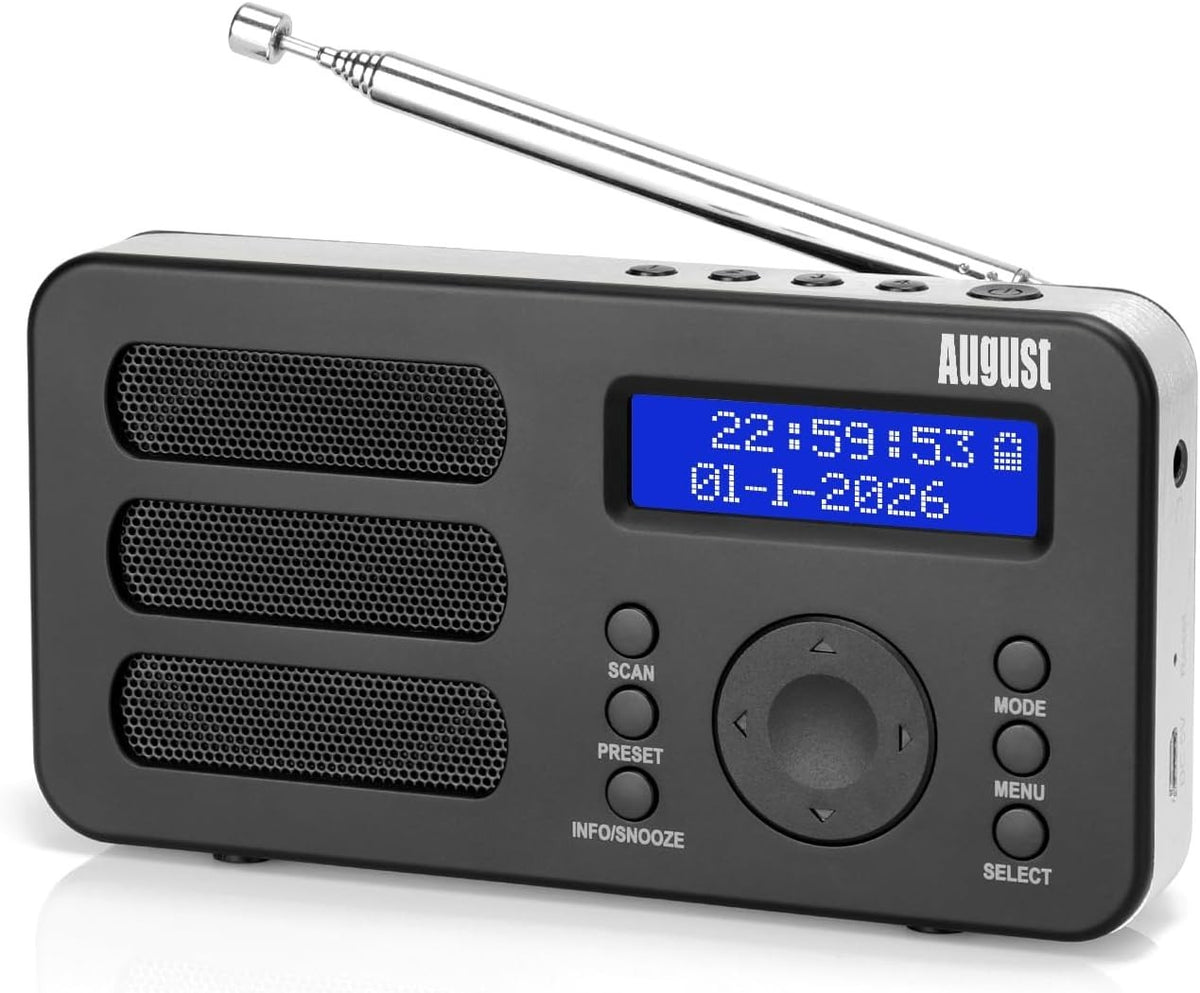 Portable DAB/DAB+/FM Digital Radio with Alarm, AUX & Rechargeable Battery