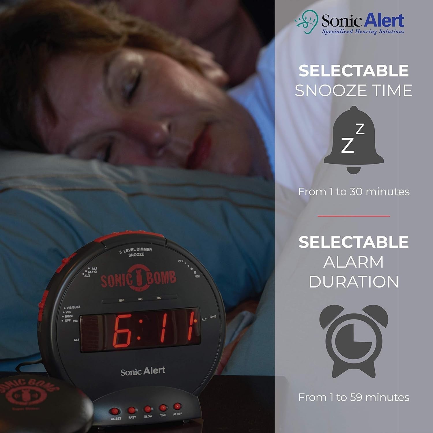 Extra Loud Alarm Clock Bed Shaker Vibrating Heavy Sleepers Hearing Impaired