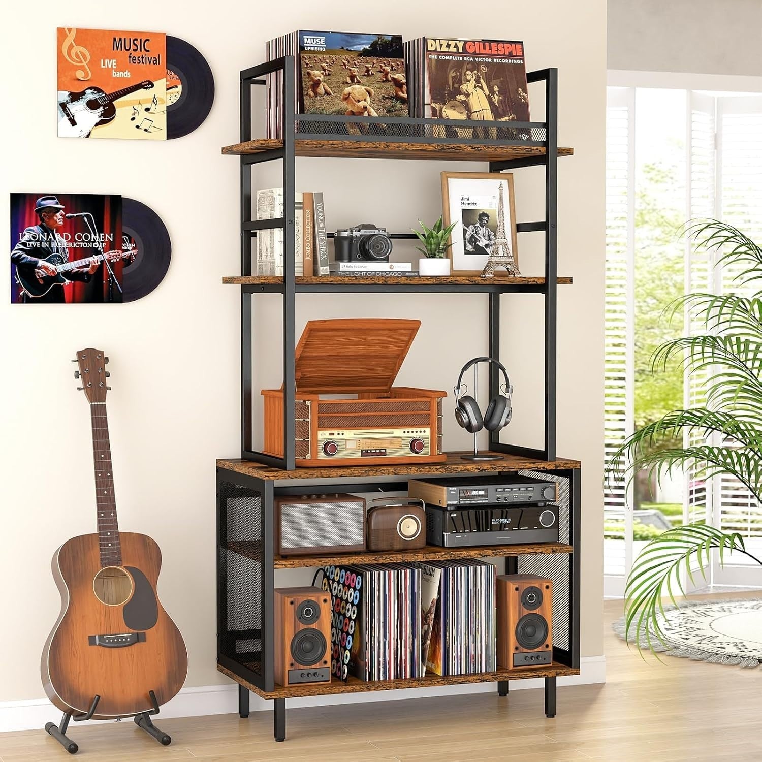 5 Tier Record Player Stand Vinyl Storage Rack Holds 400+ Albums