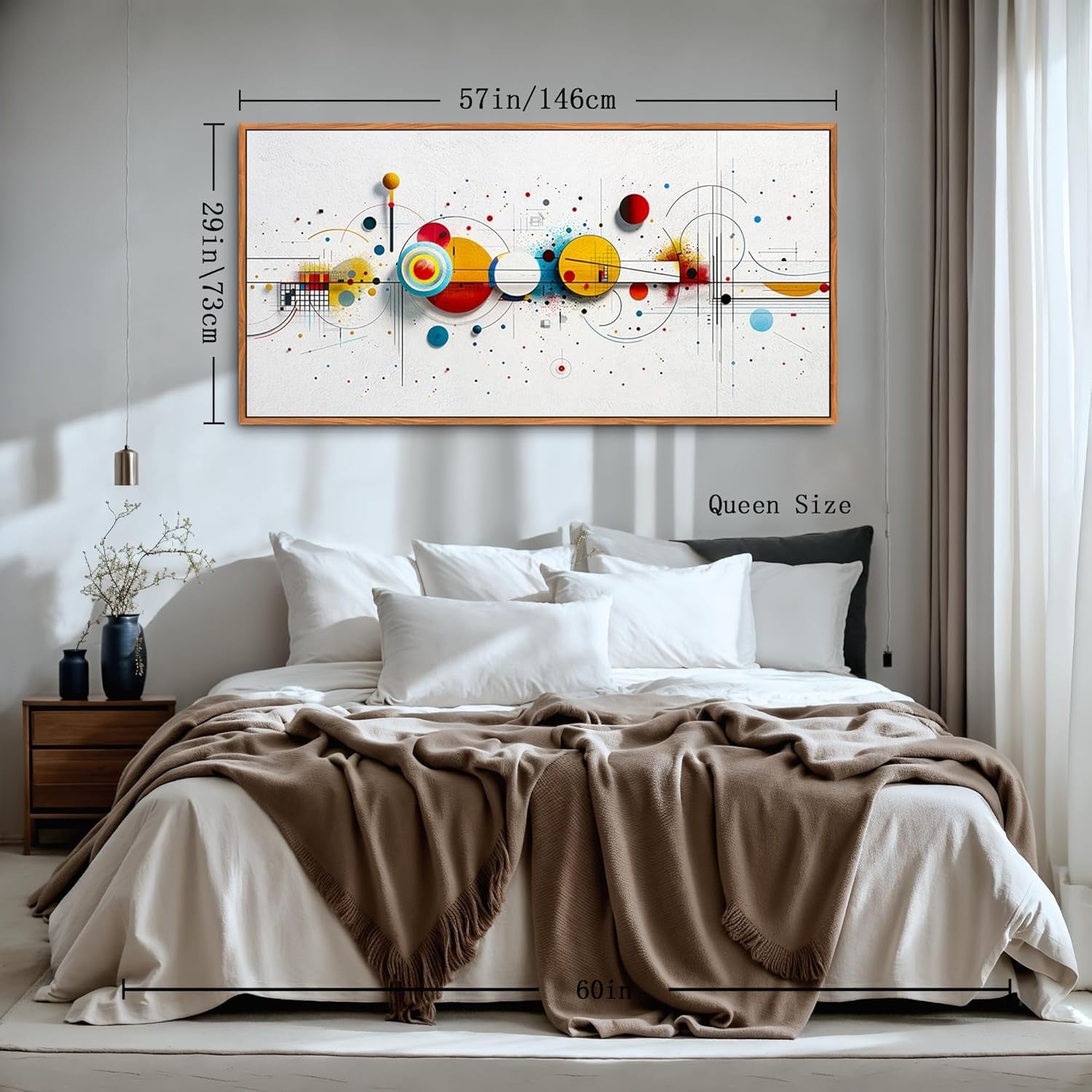 Large Abstract Canvas Wall Art 29x57" Colorful Modern Framed Decor
