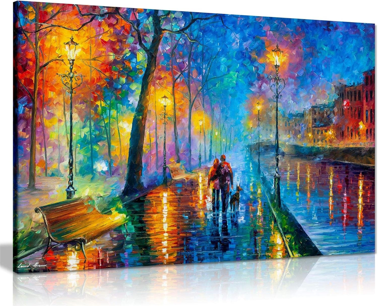 Night City Canvas Wall Art Street Landscape Picture Print Home Decor 24x16