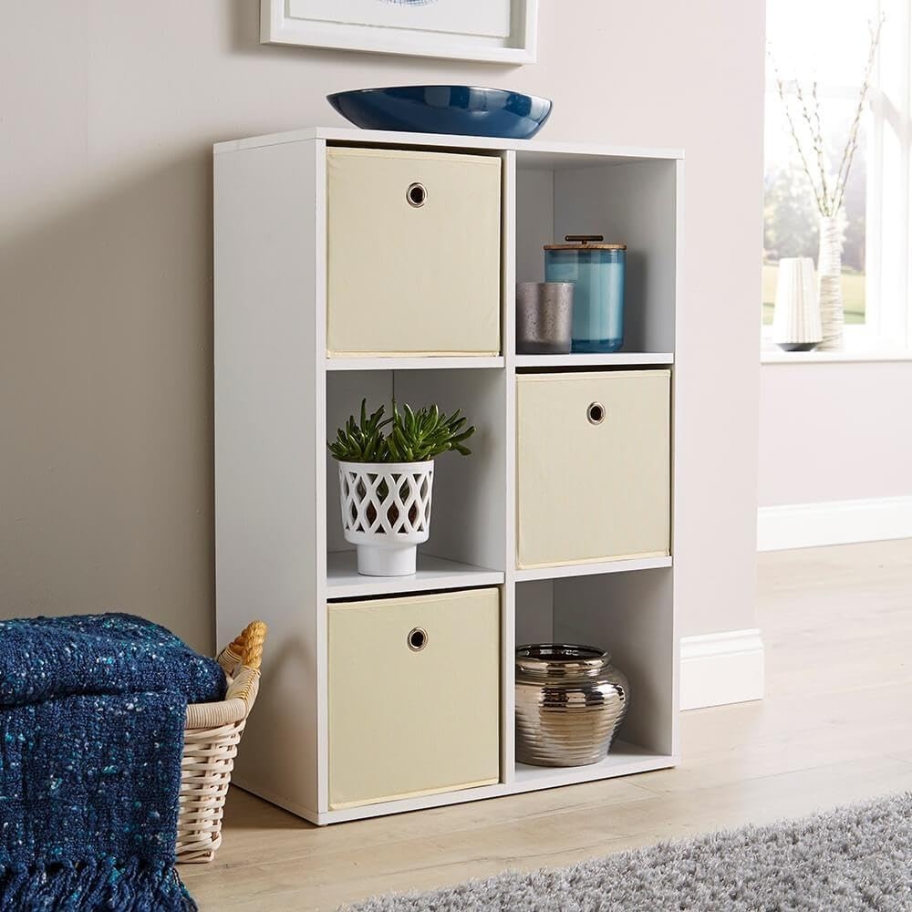 6 Cube Storage Shelf White Wooden Bookcase Display Unit 90cm