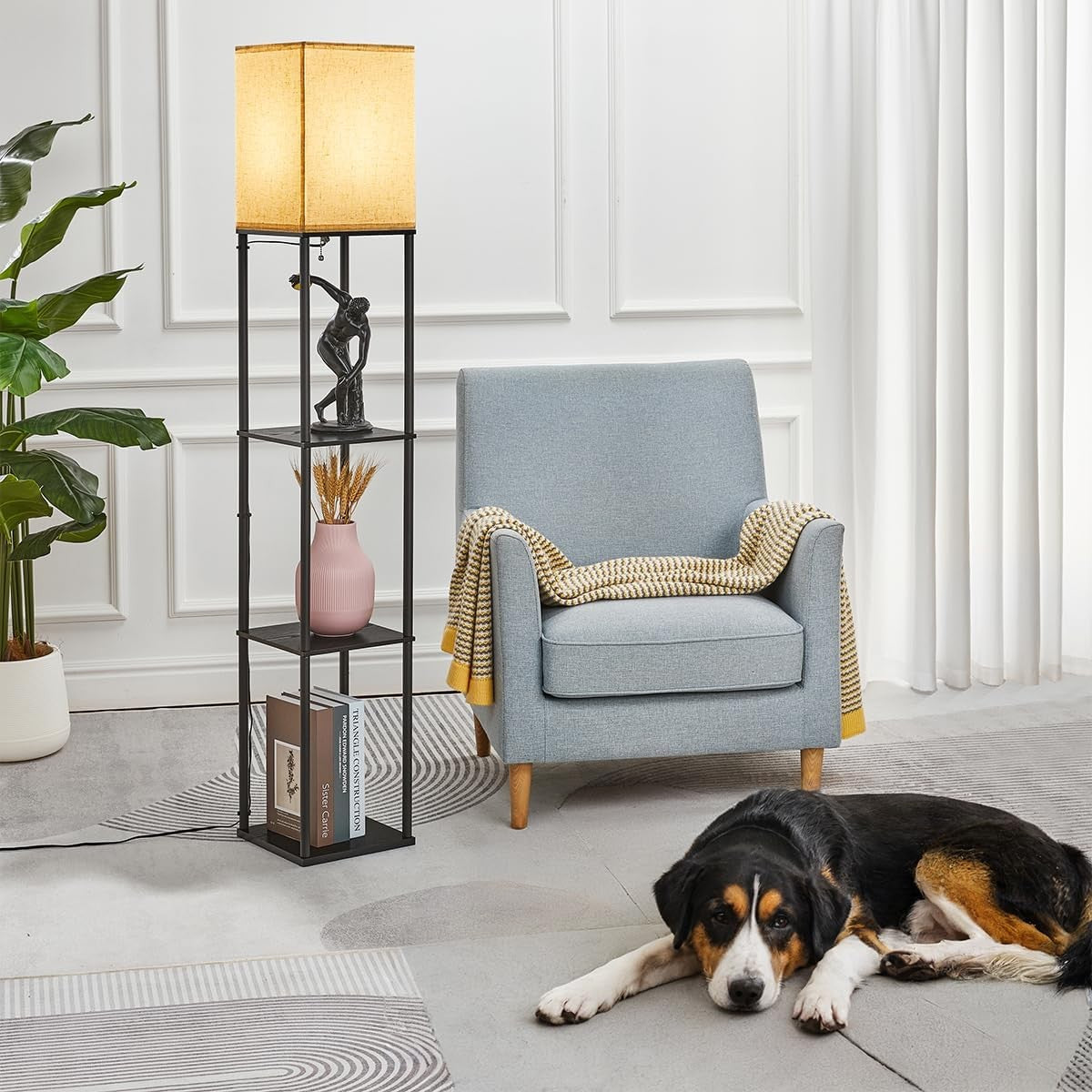 LED Floor Lamp with Shelves Dimmable Standing Light for Living Room