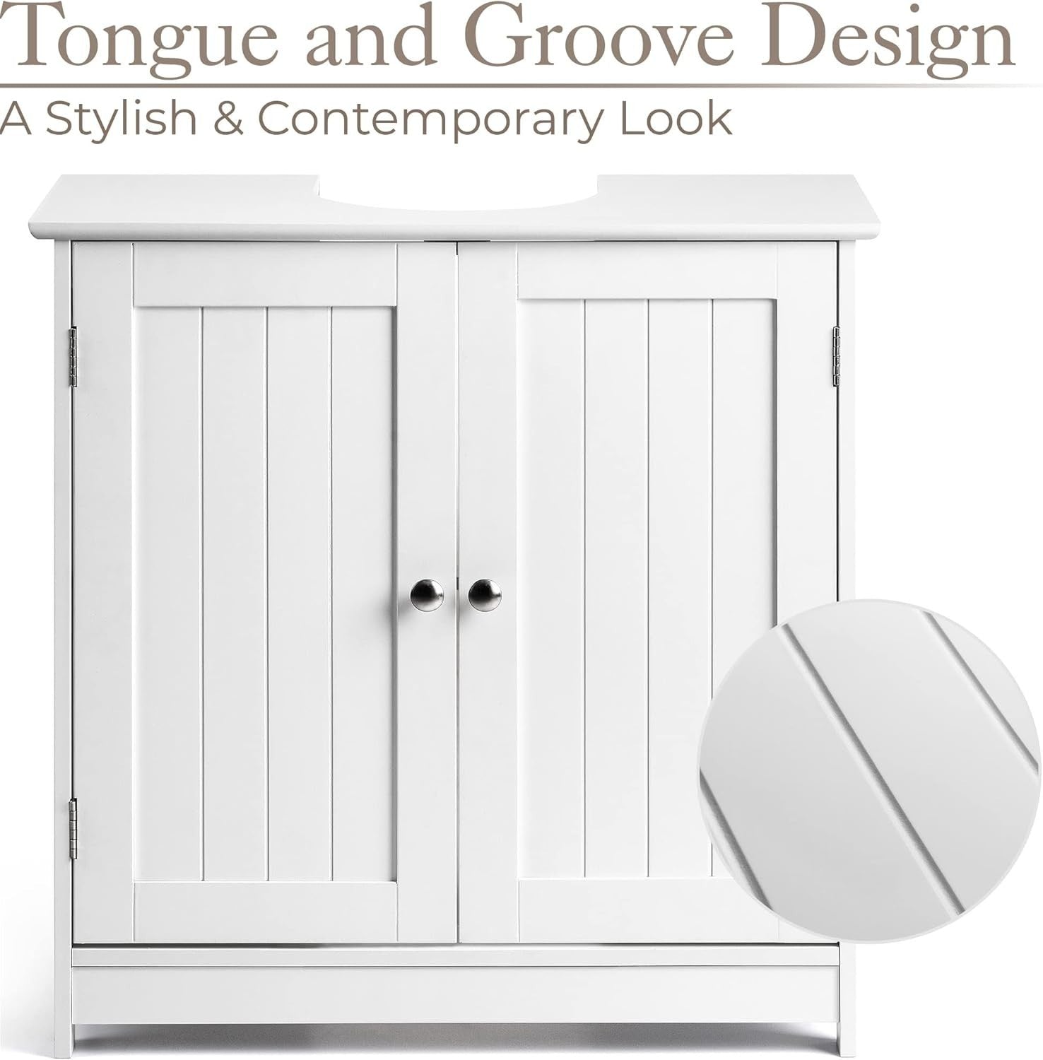 White Under Sink Bathroom Cabinet – Compact Storage Cupboard 60x30x60cm