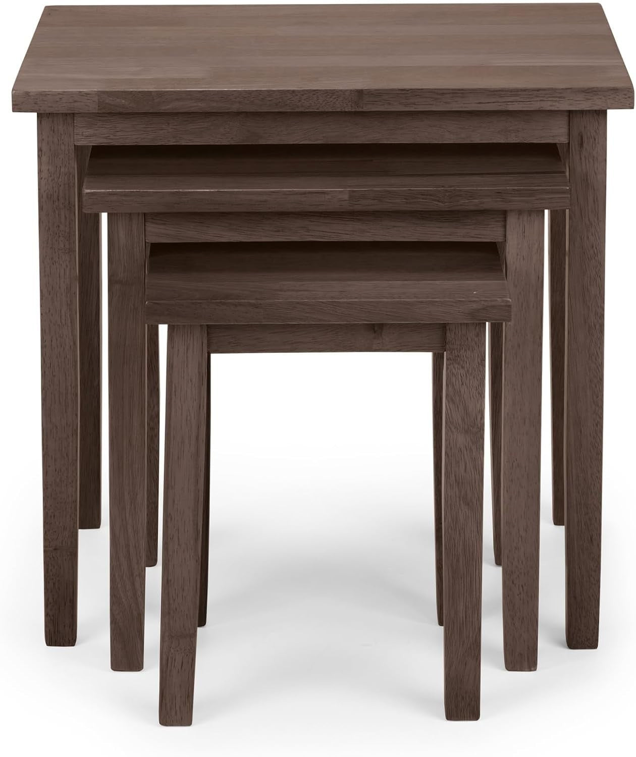 Walnut Wood Nesting Tables Set of 3 Mid-Century Modern Square Coffee Side