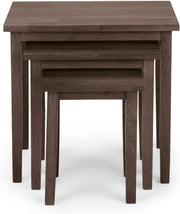 Walnut Wood Nesting Tables Set of 3 Mid-Century Modern Square Coffee Side