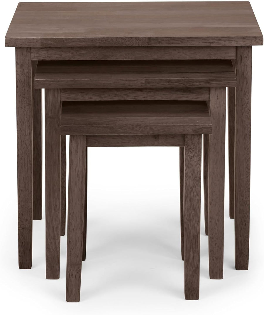 Walnut Wood Nesting Tables Set of 3 Mid-Century Modern Square Coffee Side