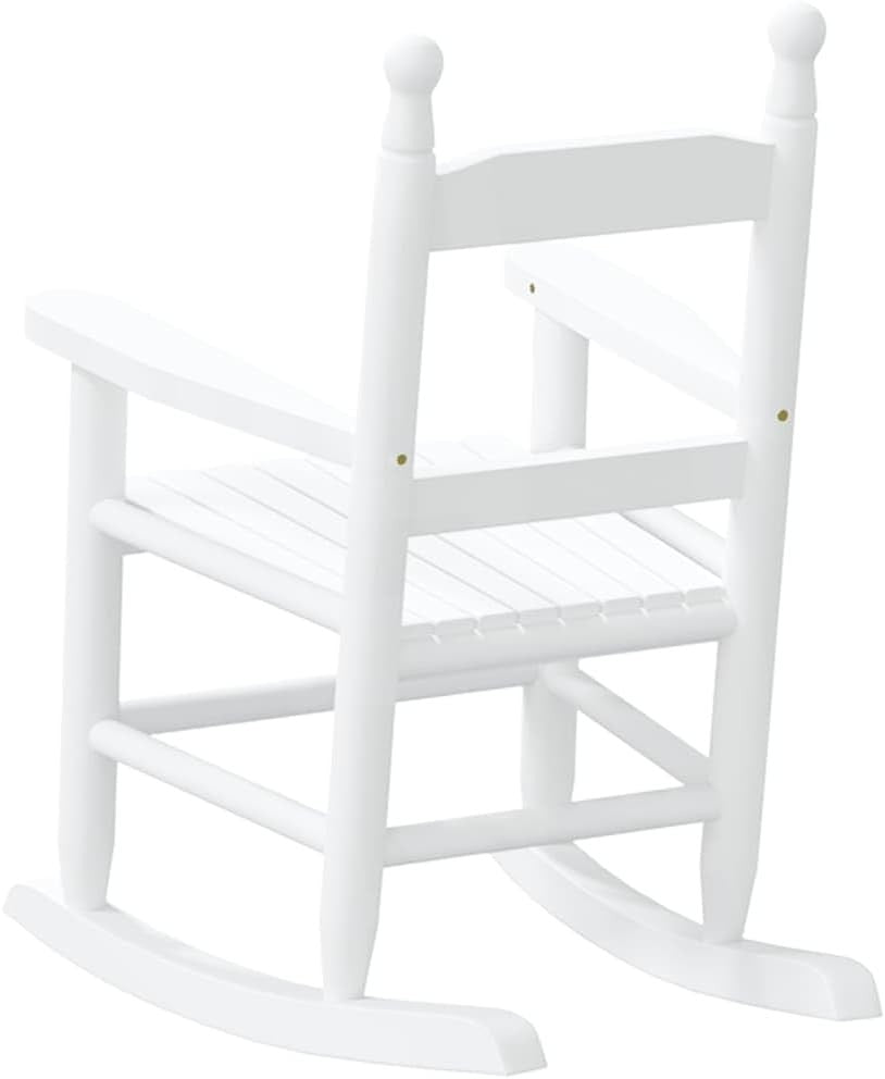 Kids White Wooden Rocking Chair with Waterproof Finish & Safety Design