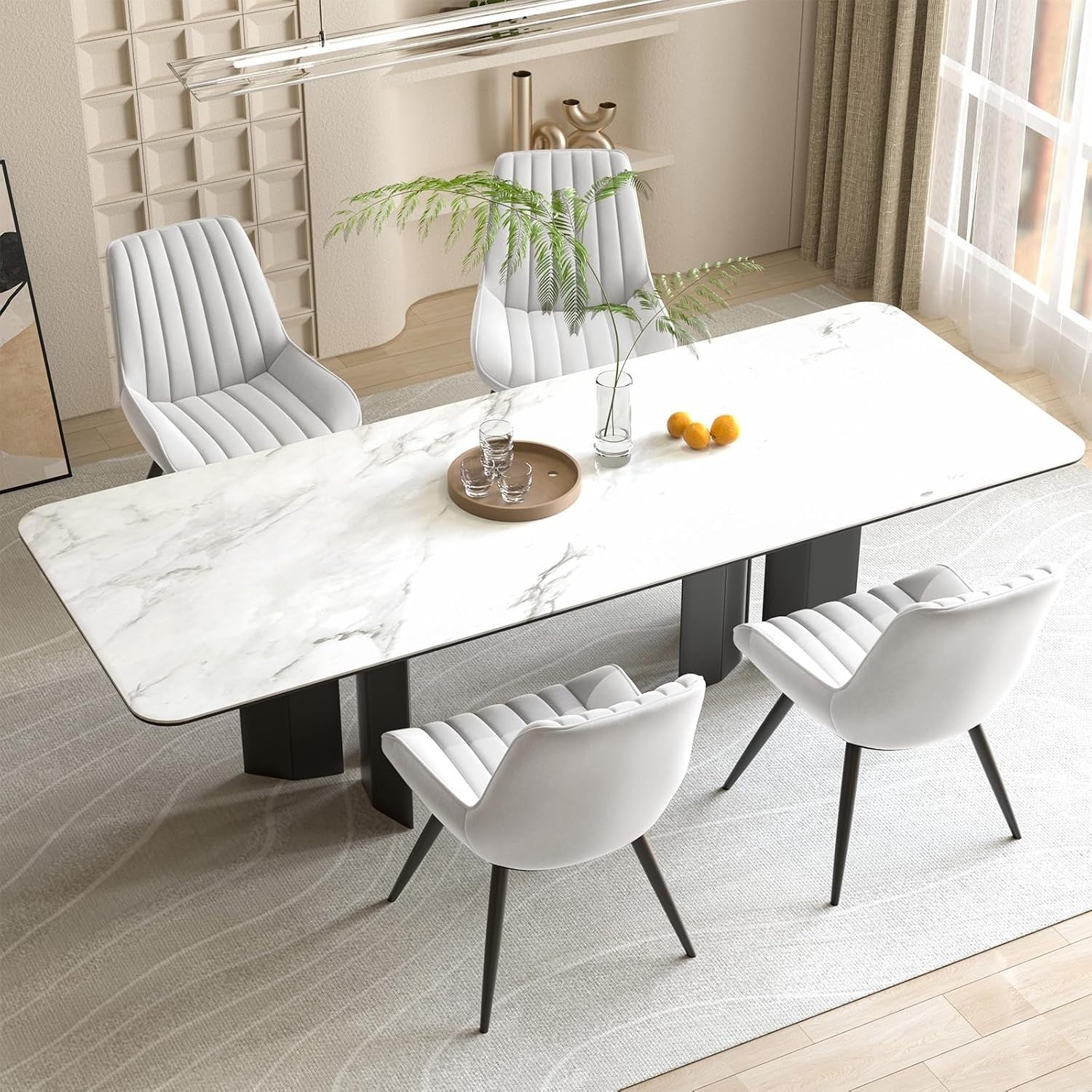 Set of 6 Stylish Upholstered Dining Chairs | Soft Padding & Durable Metal Legs