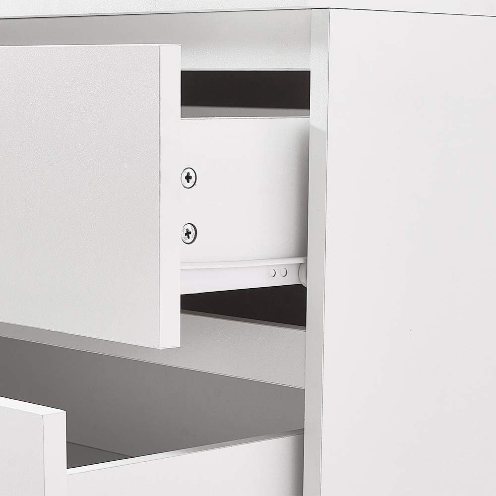 White 3 Drawer Chest | Modern Slim Storage Cabinet | Bedroom Hall Unit