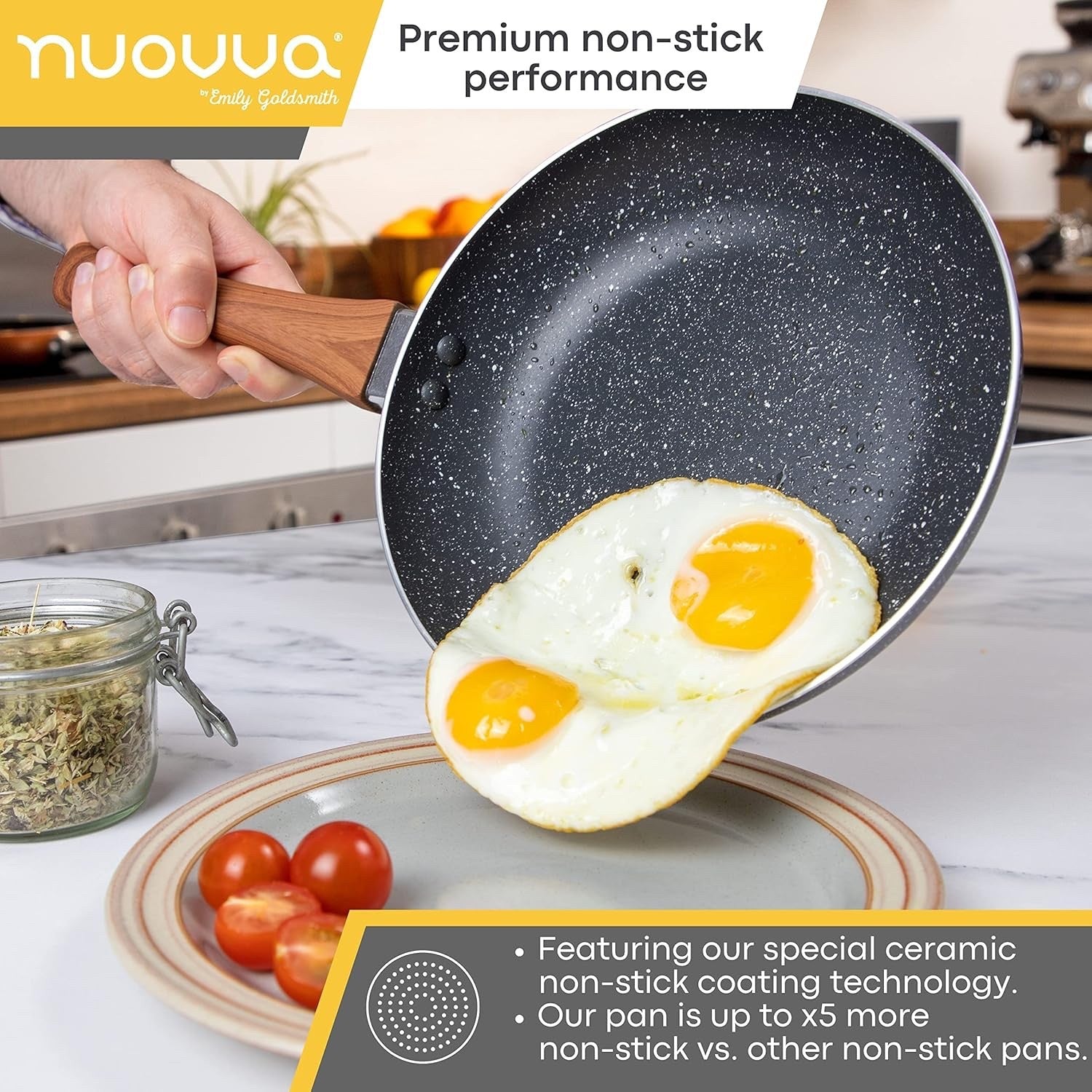 5pcs Marble Non Stick Cookware Set with Lids – Induction & Gas Compatible Pots